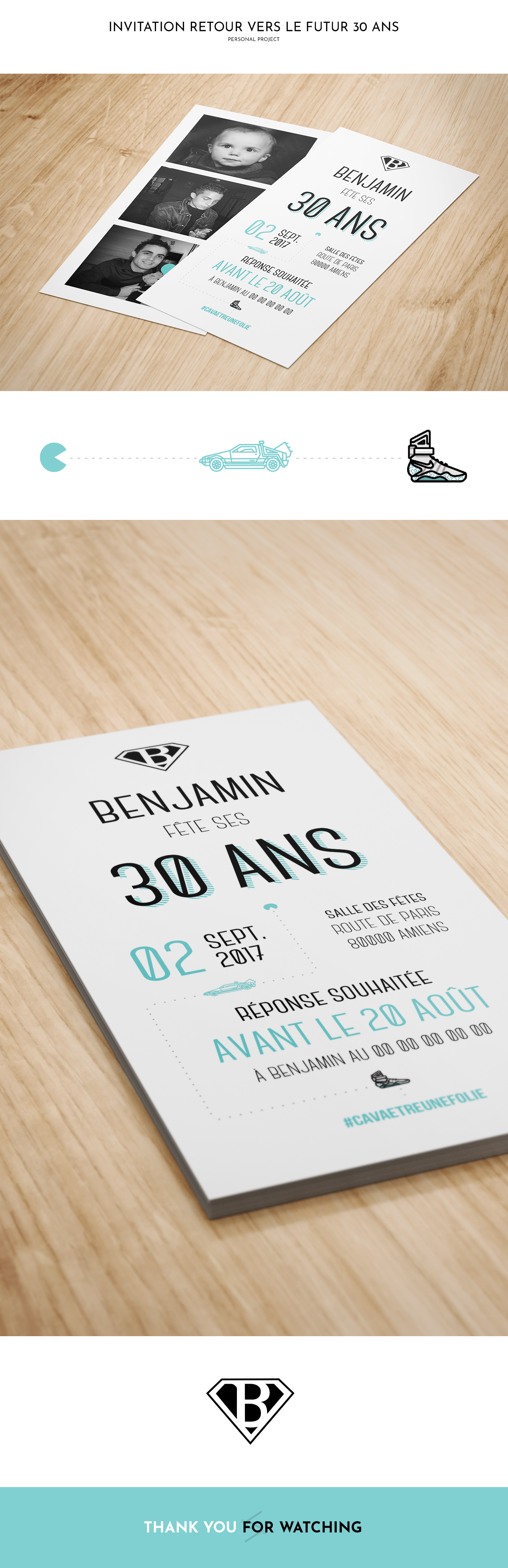 Détail créa carton ivitation anniversaire